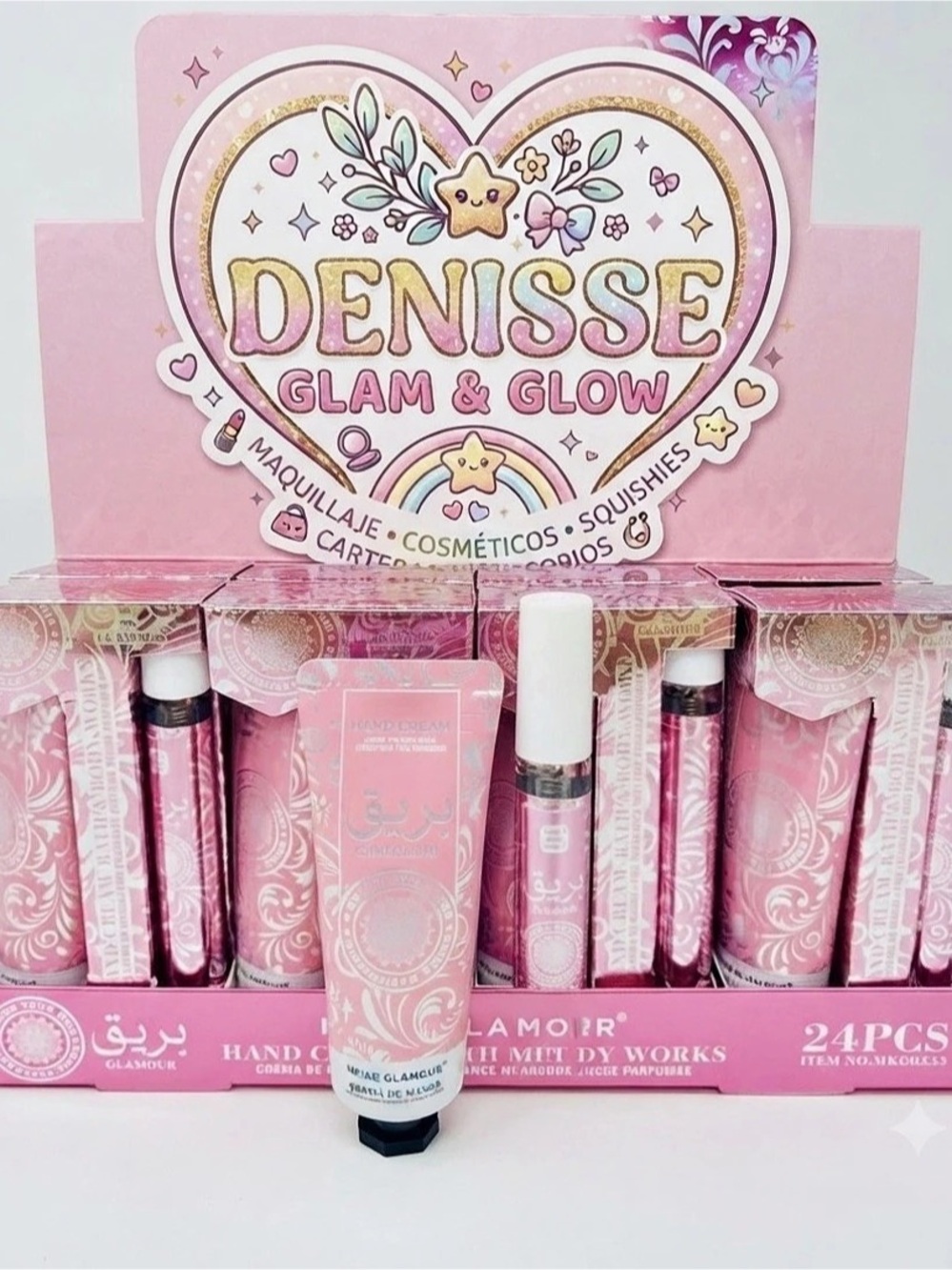 Denisse Glam & Glow Makeup Display Set Pink NWT